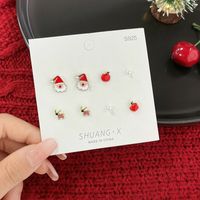 Fashion Bell Elk Alloy Plating Christmas Women's Ear Studs 4 Pairs sku image 1