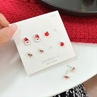 Fashion Bell Elk Alloy Plating Christmas Women's Ear Studs 4 Pairs main image 3