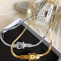 Mode Einfarbig Titan Stahl Gürtelschnalle Kette Halsband 1 Stück sku image 1