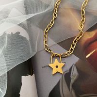 Fashion Star Titanium Steel Plating Inlay Rhinestones Pendant Necklace 1 Piece sku image 1