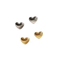 Fashion Heart Shape Titanium Steel Plating Ear Studs 1 Pair main image 3