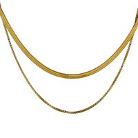 Fashion Solid Color Titanium Steel Plating Layered Necklaces 1 Piece sku image 2