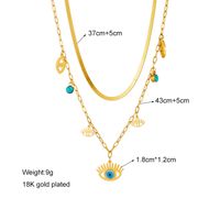 Fashion Sun Eye Titanium Steel Plating Inlay Turquoise Layered Necklaces main image 4