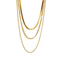 Fashion Solid Color Titanium Steel Plating Chain Layered Necklaces 1 Piece main image 3