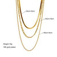 Fashion Solid Color Titanium Steel Plating Chain Layered Necklaces 1 Piece main image 4
