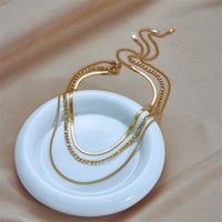 Fashion Solid Color Titanium Steel Plating Chain Layered Necklaces 1 Piece main image 6