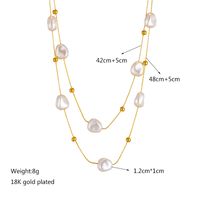 French Style Irregular Titanium Steel Pearl Plating Layered Necklaces main image 2