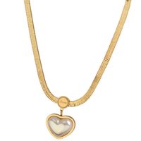 Fashion Heart Shape Titanium Steel Inlay Pearl Earrings Necklace main image 2