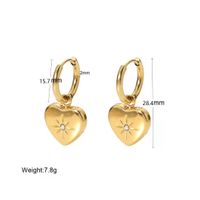 Fashion Heart Shape Titanium Steel Plating Inlay Zircon Drop Earrings 1 Pair main image 5