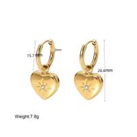 Pendientes Colgantes De Circonita Con Incrustaciones De Acero De Titanio En Forma De Corazón De Moda 1 Par main image 5