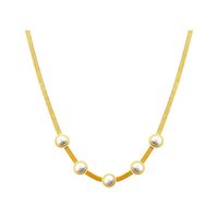 Fashion Round Titanium Steel Plating Inlay Opal Pearl Necklace 1 Piece main image 4