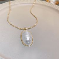 Fashion Oval Copper Inlay Pearl Rings Necklace 1 Piece sku image 2
