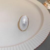 Fashion Oval Copper Inlay Pearl Rings Necklace 1 Piece sku image 1