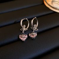 Fashion Heart Shape Copper Inlay Zircon Drop Earrings 1 Pair sku image 13