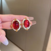 1 Pair Sweet Heart Shape Enamel Copper Drop Earrings sku image 52
