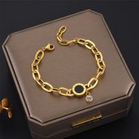 Fashion Geometric Titanium Steel Plating Inlay Zircon Bracelets main image 2