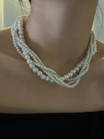 Fashion Retro Bright Pearl Multi-layer Beaded Necklace Clavicle Chain sku image 7