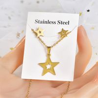 Fashion Star Tree Heart Shape Titanium Steel Hollow Out Women's Earrings Necklace 1 Set sku image 1
