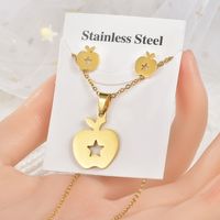 Fashion Star Tree Heart Shape Titanium Steel Hollow Out Women's Earrings Necklace 1 Set sku image 6