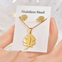 Fashion Star Tree Heart Shape Titanium Steel Hollow Out Women's Earrings Necklace 1 Set sku image 3