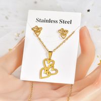 Fashion Star Tree Heart Shape Titanium Steel Hollow Out Women's Earrings Necklace 1 Set sku image 8