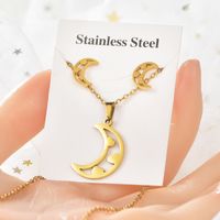 Simple Style Palm Moon Paw Print Titanium Steel Women's Earrings Necklace 1 Set sku image 3