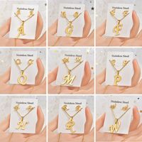 Fashion Letter Titanium Steel Plating Women's Earrings Necklace 1 Set main image 6