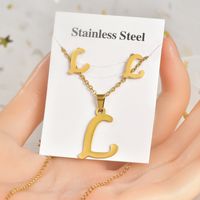 Fashion Letter Titanium Steel Plating Women's Earrings Necklace 1 Set sku image 12