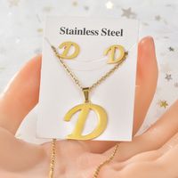 Fashion Letter Titanium Steel Plating Women's Earrings Necklace 1 Set sku image 4