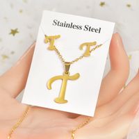 Fashion Letter Titanium Steel Plating Women's Earrings Necklace 1 Set sku image 18