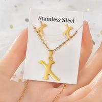 Fashion Letter Titanium Steel Plating Women's Earrings Necklace 1 Set sku image 22