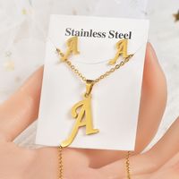 Fashion Letter Titanium Steel Plating Women's Earrings Necklace 1 Set sku image 1