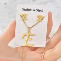 Fashion Letter Titanium Steel Plating Women's Earrings Necklace 1 Set sku image 5