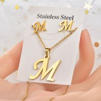 Fashion Letter Titanium Steel Plating Women's Earrings Necklace 1 Set sku image 13