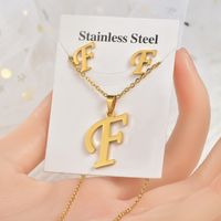 Fashion Letter Titanium Steel Plating Women's Earrings Necklace 1 Set sku image 6