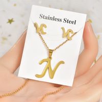 Fashion Letter Titanium Steel Plating Women's Earrings Necklace 1 Set sku image 14