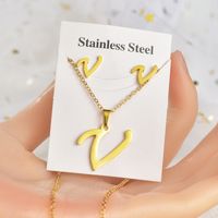 Fashion Letter Titanium Steel Plating Women's Earrings Necklace 1 Set sku image 20