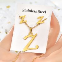 Fashion Letter Titanium Steel Plating Women's Earrings Necklace 1 Set sku image 24