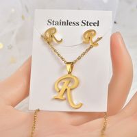 Fashion Letter Titanium Steel Plating Women's Earrings Necklace 1 Set sku image 17