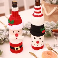 Christmas Cute Santa Claus Snowman Knit Party Bottle Cover 1 Piece main image 5