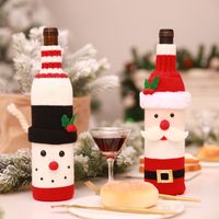 Christmas Cute Santa Claus Snowman Knit Party Bottle Cover 1 Piece sku image 1