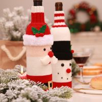 Christmas Cute Santa Claus Snowman Knit Party Bottle Cover 1 Piece main image 3