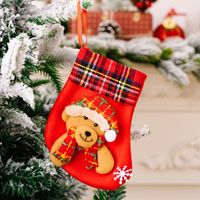 Christmas Cute Bear Snowman Elk Cloth Party Christmas Socks 1 Piece sku image 4