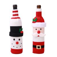 Christmas Cute Santa Claus Snowman Knit Party Bottle Cover 1 Piece main image 2
