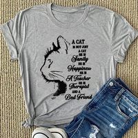 Women's T-shirt Short Sleeve T-shirts Printing Fashion Letter Cat main image 1