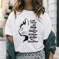 Women's T-shirt Short Sleeve T-shirts Printing Fashion Letter Cat main image 3