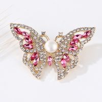 Fashion Flamingo Butterfly Shell Alloy Inlay Artificial Diamond Women's Brooches main image 3
