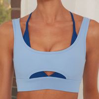 Sports Solid Color Nylon Cotton Blend U Neck Backless Active Tops Vest main image 3
