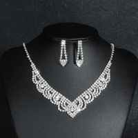 Fashion Water Droplets Tassel Artificial Crystal Metal Inlay Rhinestones Earrings Necklace 1 Set main image 5