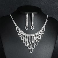 Fashion Water Droplets Tassel Artificial Crystal Metal Inlay Rhinestones Earrings Necklace 1 Set main image 2